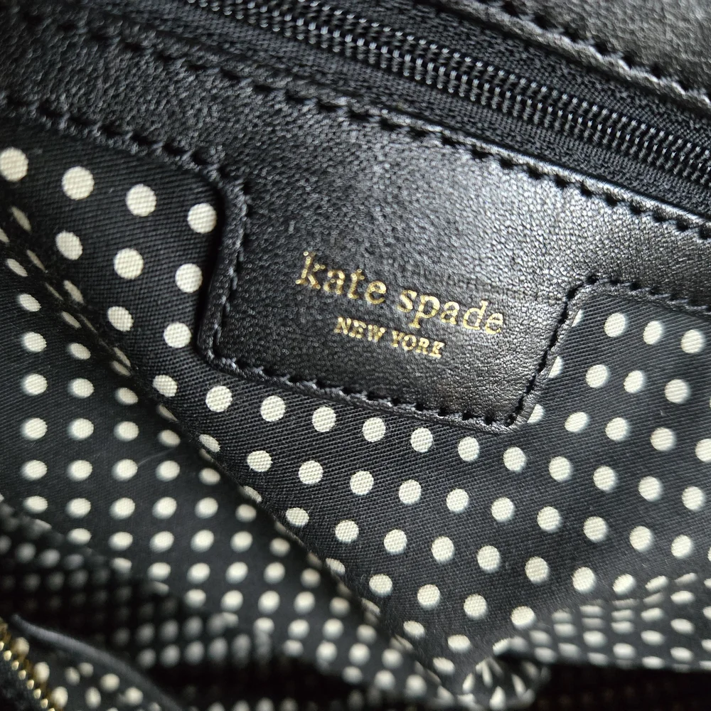 Kate Spade Lg Black Tote Handbag Or Shoulder bag with Leather Accents